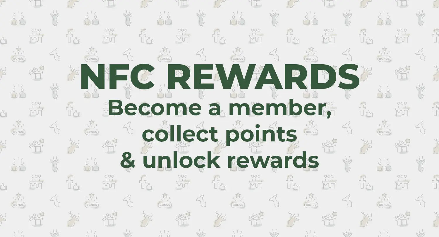 Text ad for NFC rewards membership, featuring Forest Clothing and early access perks.