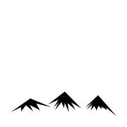 Simple black silhouettes of triangular mountain peaks in Ridgeline for outdoor adventures.