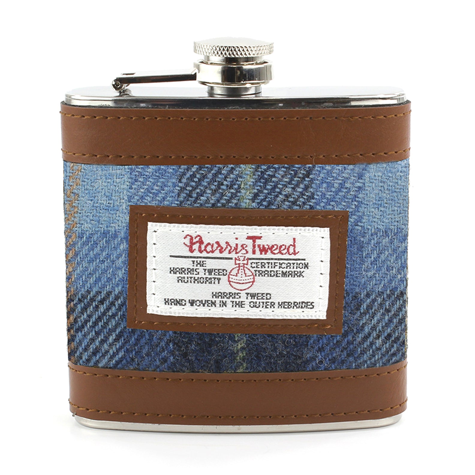 British Bag Co. Castle Bay Harris Tweed Hip Flask#colour_blue