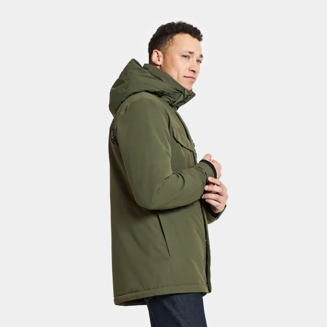 Olive green Didriksons Stefan Jacket perfect for country clothing and hunting adventures