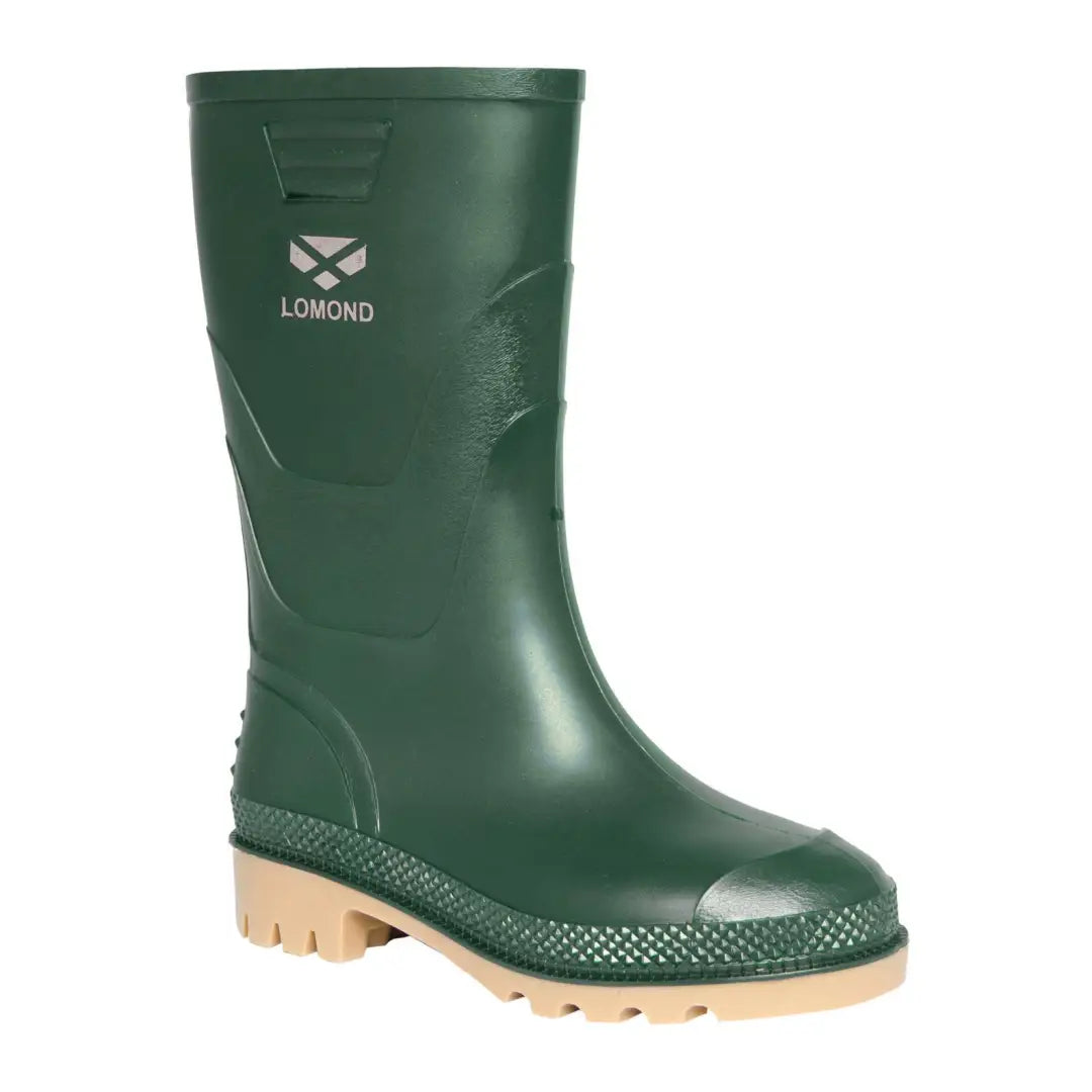 Green Lomond Mens Wellington Boots with tan sole from Hoggs of Fife. Perfect for rain!