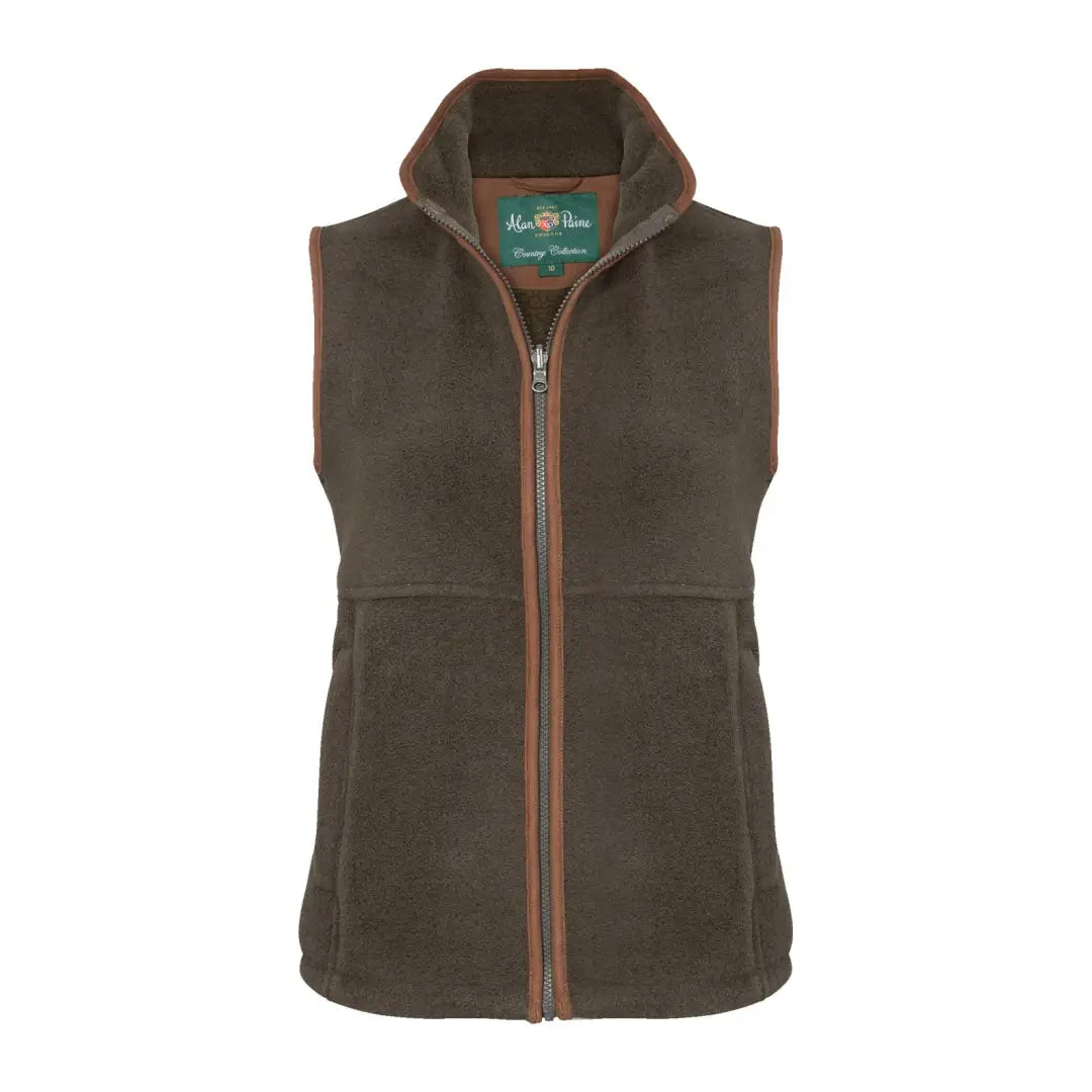 Brown fleece vest with zip and collar from Alan Paine Aylsham Ladies collection