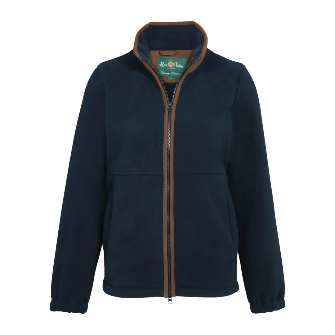 Navy blue fleece jacket with brown trim from Alan Paine Aylsham for ladies