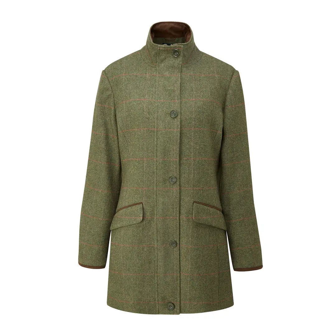 Stylish Green Tweed Field Jacket with two flap pockets and a high collar by Alan Paine