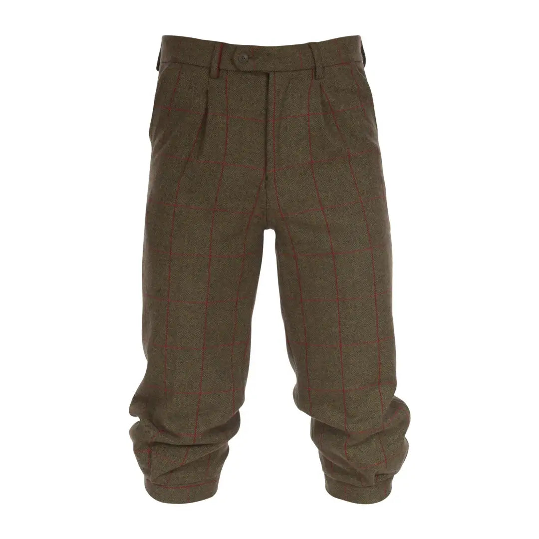 Olive green Alan Paine Combrook tweed breeks with pleated front, water repellent design