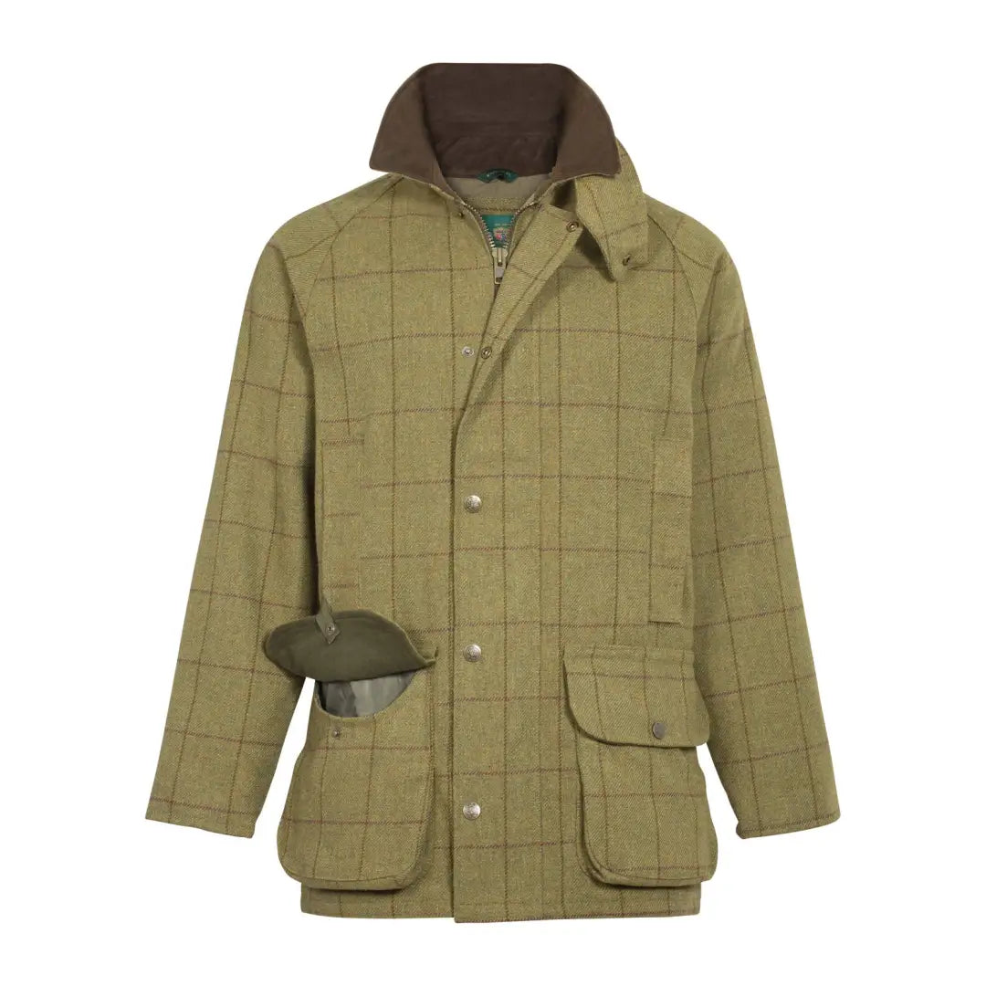 Olive green quilted jacket with corduroy collar from Alan Paine’s Rutland Waterproof Tweed