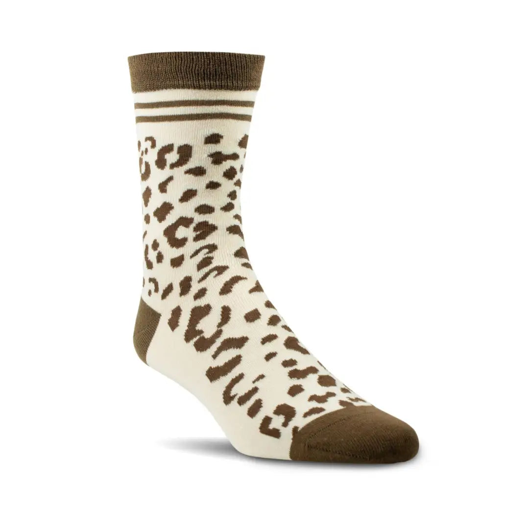 Leopard-print Ariat Charm Crew Sock perfect for country clothing and outdoor adventures