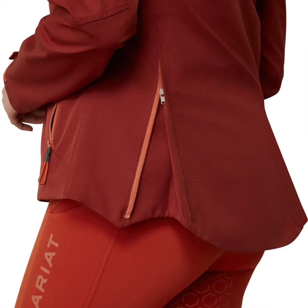 Burgundy Ariat Coastal Waterproof Jacket with zippered pockets for country clothing adventures