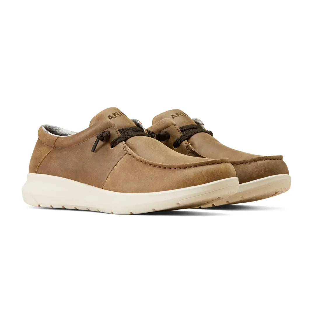 Pair of tan Ariat Hilo Casual Shoes in super-soft leather with white soles