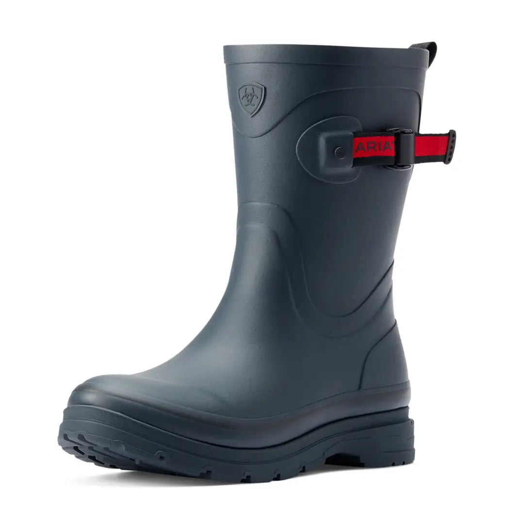 Dark gray Ariat Kelmarsh Mid Rubber Boots with red pull tab, perfect for outdoors and hunting