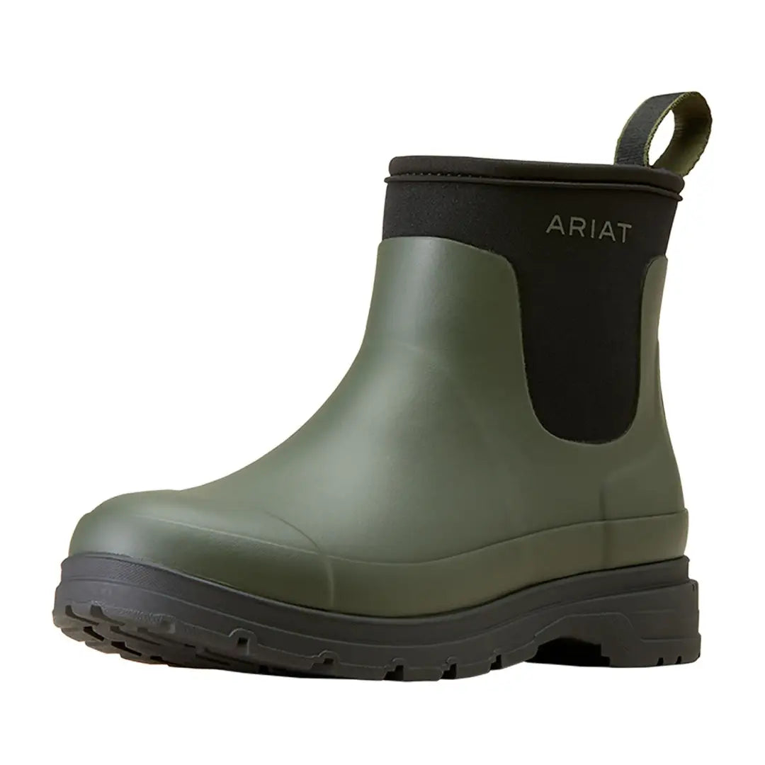 Olive green Ariat Kelmarsh Shortie rubber boots for country clothing and hunting