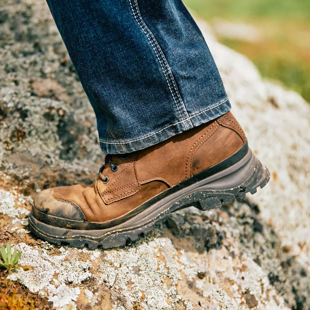 Rugged brown leather Ariat Men’s Moresby Waterproof Boots for hunting and outdoor adventures