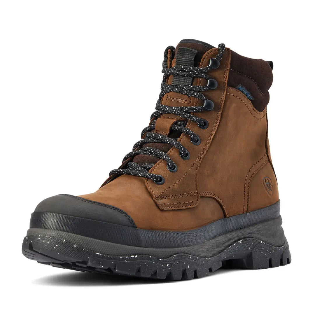 Rugged brown leather Ariat Mens Moresby Waterproof Boots perfect for country clothing and outdoors