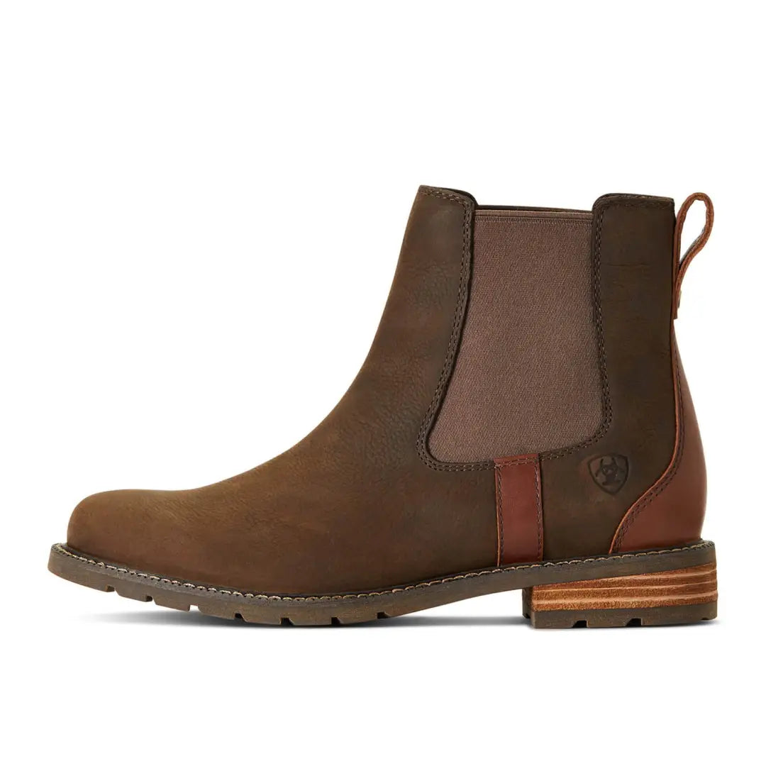 Brown leather Chelsea boot with chunky sole and heel tab for Ariat Wexford waterproof boots