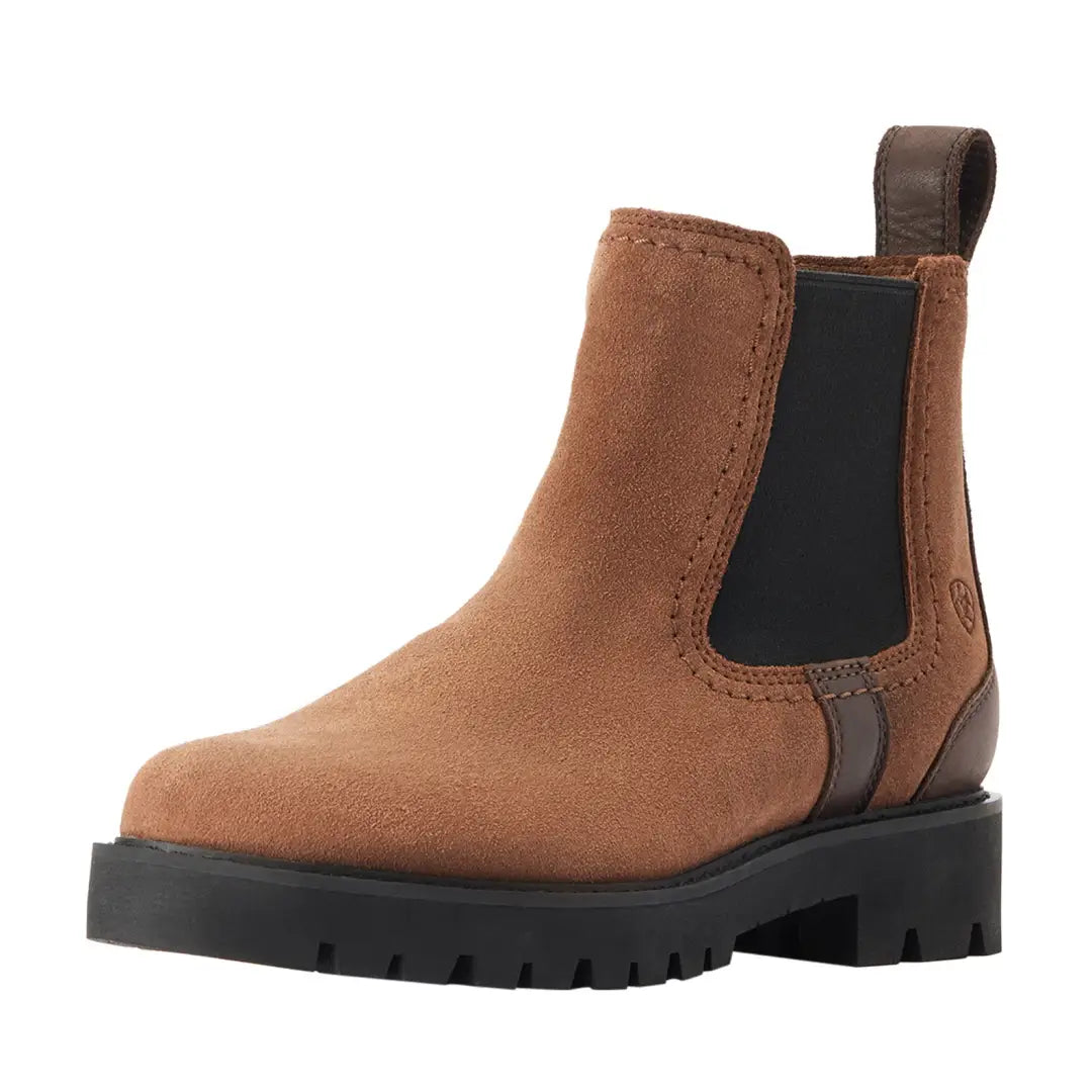 Tan leather Chelsea boot with chunky black sole from Ariat Wexford Lug, perfect for country clothing