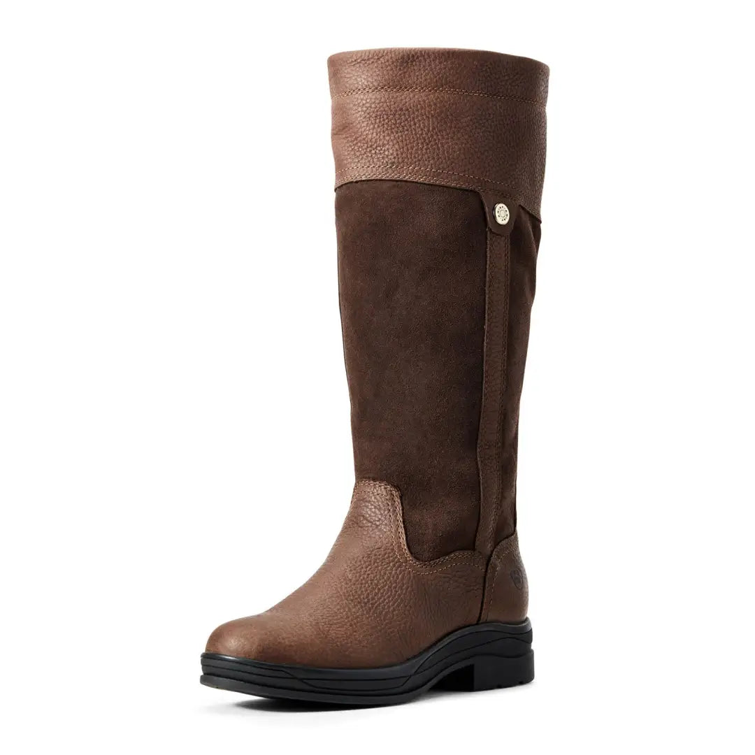 Tall brown Ariat Windermere II Waterproof country boot with sturdy sole and two-tone design