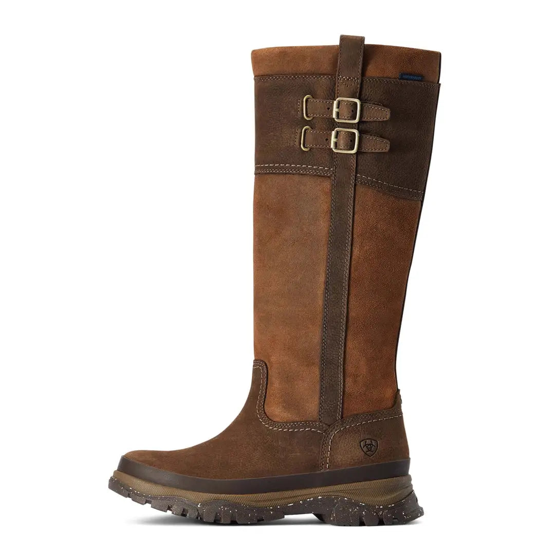 Tall waterproof Ariat Womens Moresby boots with buckles, perfect for country clothing or hunting