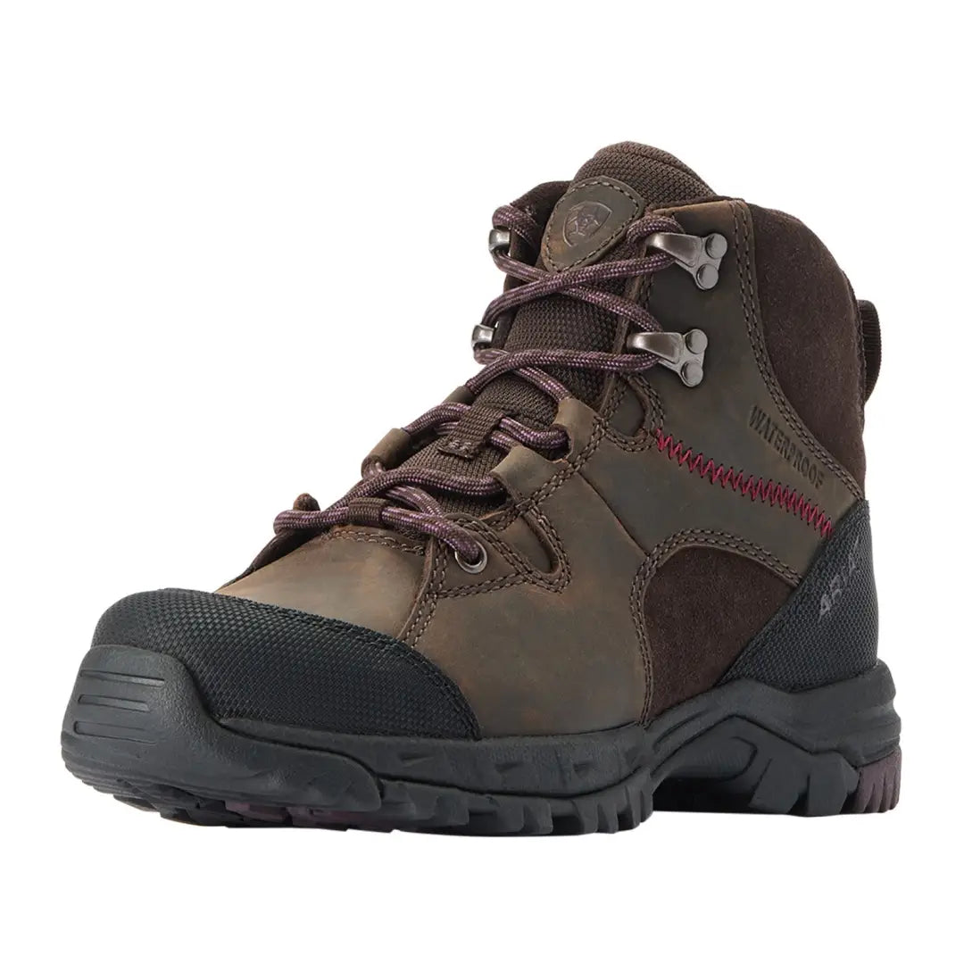 Rugged brown Ariat Womens Skyline Mid Waterproof Boot with thick sole and laces