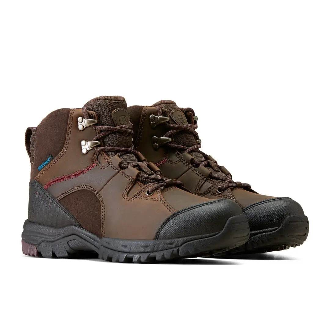 Ariat Womens Skyline Mid Waterproof Boots in brown leather for hiking adventures