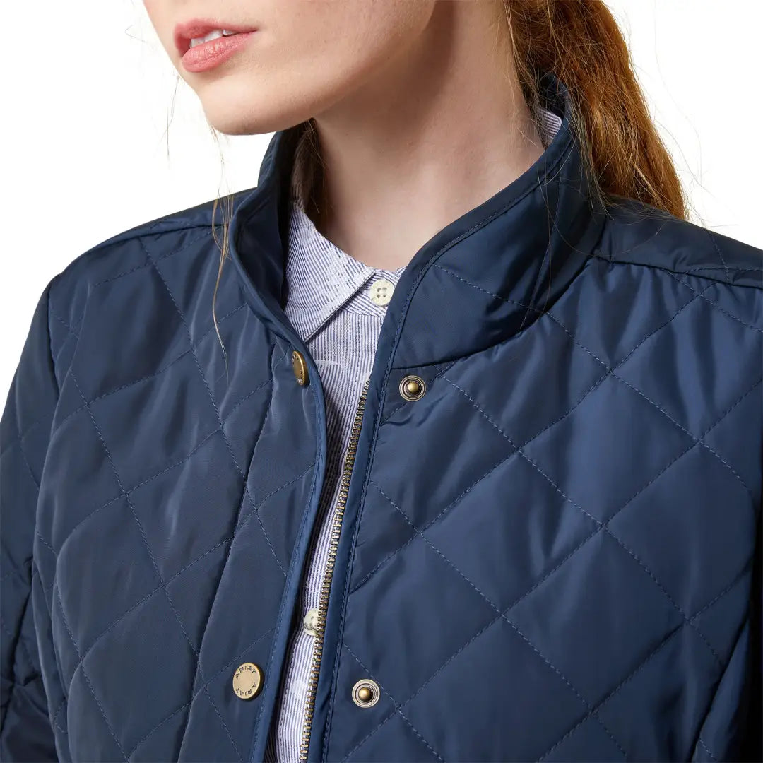 Ariat Womens Woodside Jacket with timeless quilted silhouette and gold snap buttons