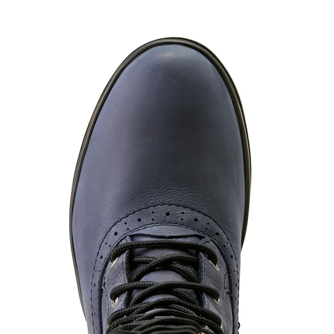 Black leather combat boot with laces, perfect for Ariat Wythburn Tall Waterproof style