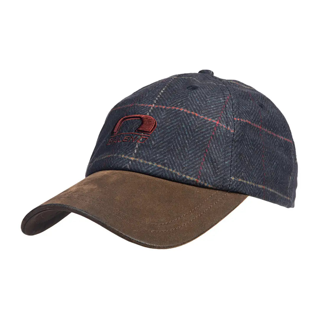 Baleno Edward Printed Tweed Cap with plaid crown and brown suede brim style