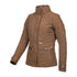 Brown women’s quilted jacket with high collar and snap closures from Baleno Halifax