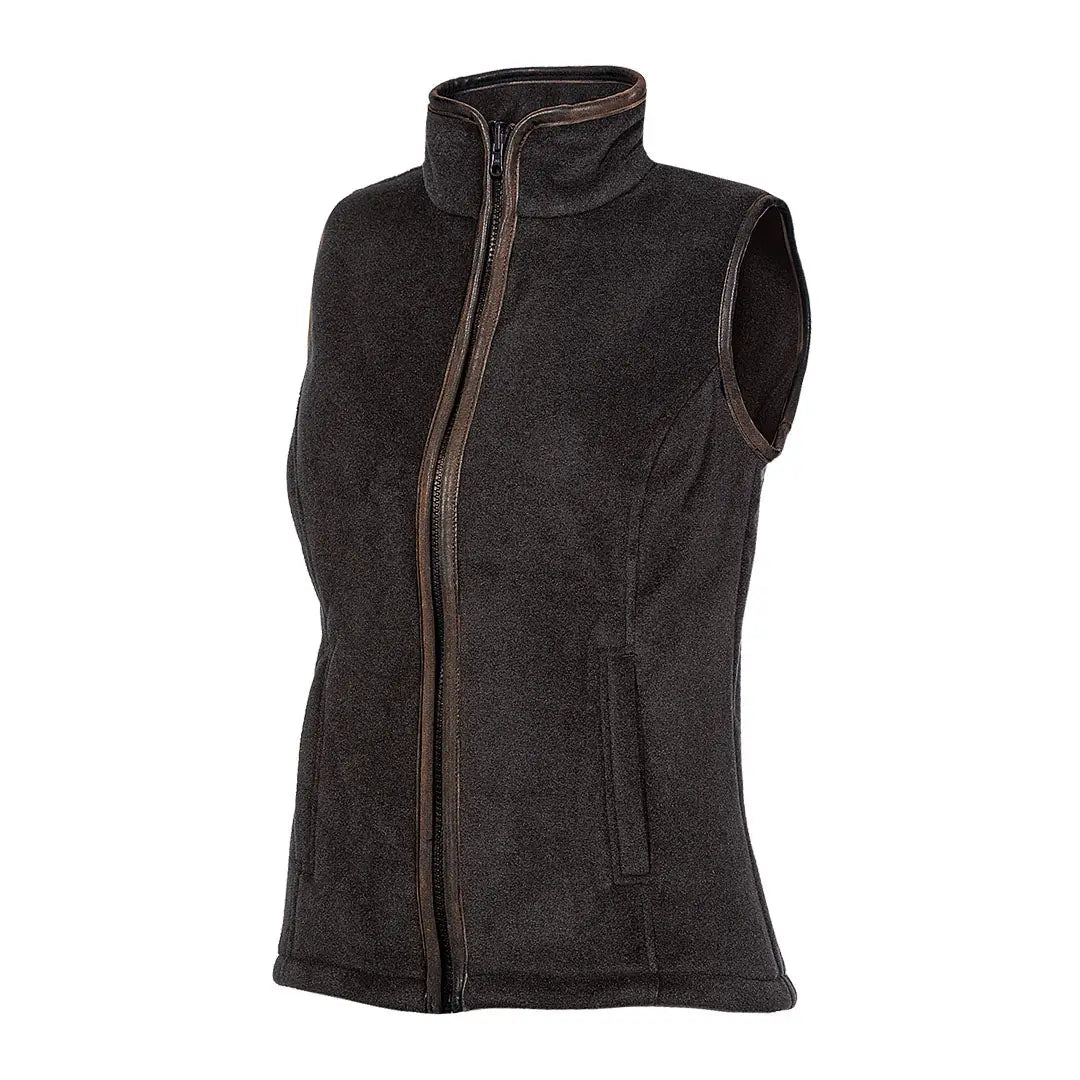 Black fleece bodywarmer Baleno Sally Ladies with full-length zipper and stand-up collar