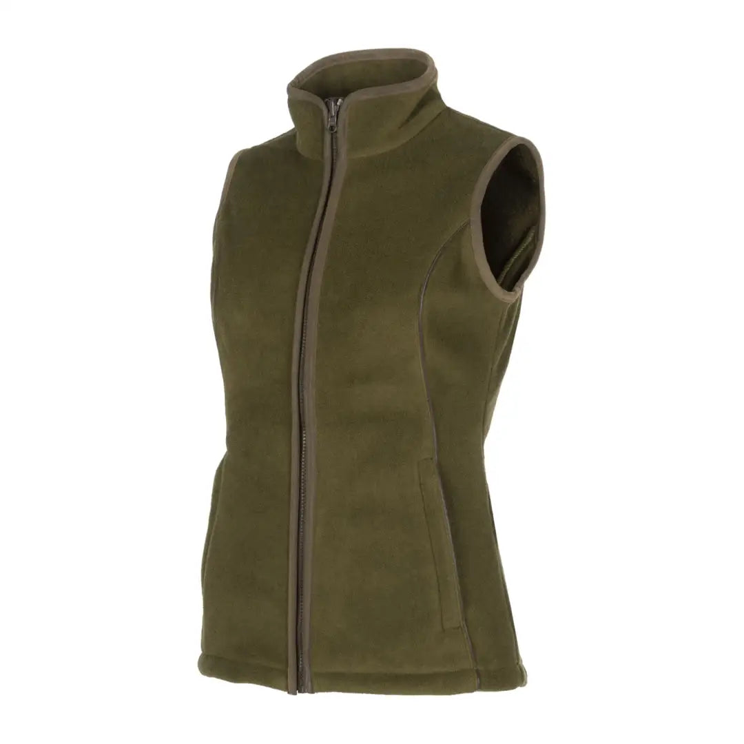 Olive green fleece vest with zipper, perfect for the Baleno Surrey Ladies Gilet style