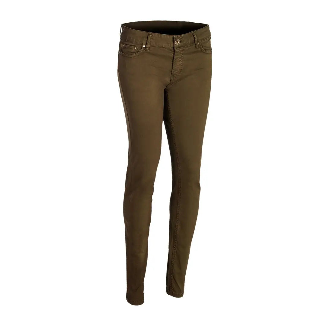 Slim-fit olive green Baleno Versailles Ladies Trousers with button closure and pockets