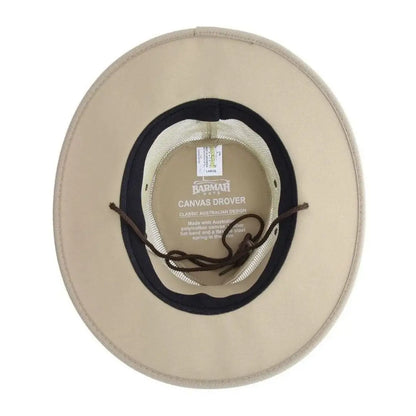 Beige wide-brimmed Barmah Drovers hat, perfect for country clothing and outdoor adventures