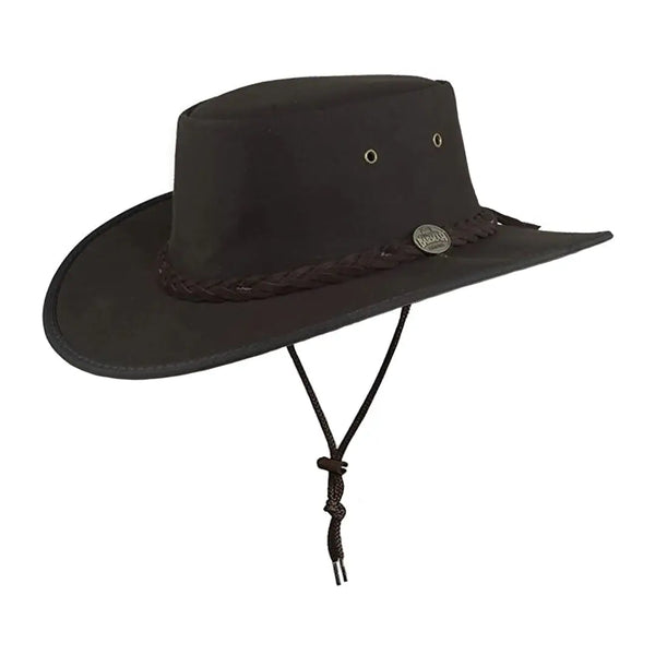 Barmah Drovers Oilskin Canvas Hat Brown S