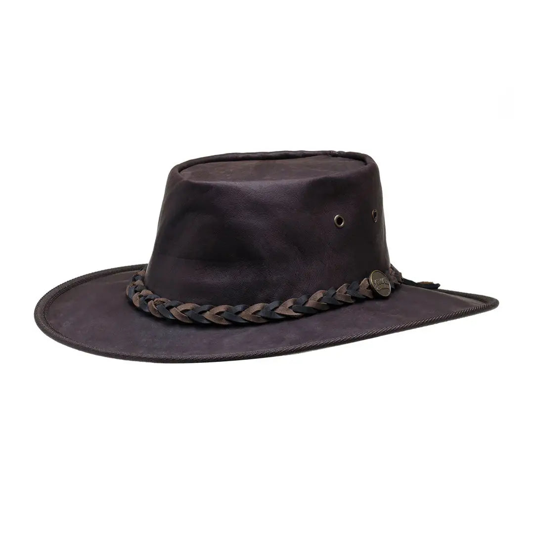 Dark brown Barmah Squashy Roo Leather Hat, a lightweight kangaroo leather outback hat