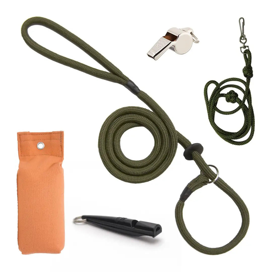 Green rope dog leash with loop handle for the Bisley Puppy Training Pack