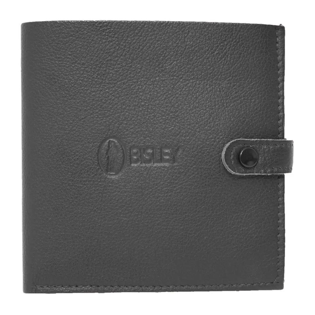 Black leather Bisley Shotgun Certificate Wallet with embossed logo and snap closure