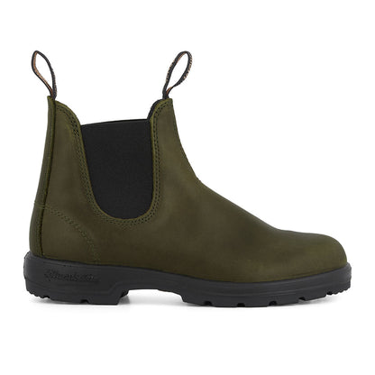 Olive green Blundstone 2052 Chelsea boots with leather lining and TPU outsole