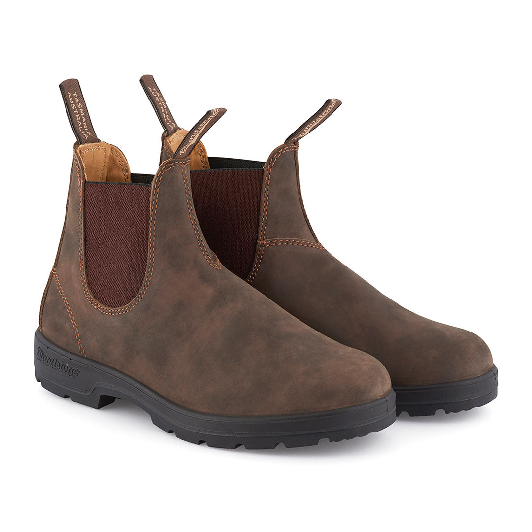 Brown Leather Chelsea Boots - Blundstone 585 with legendary comfort in rustic brown