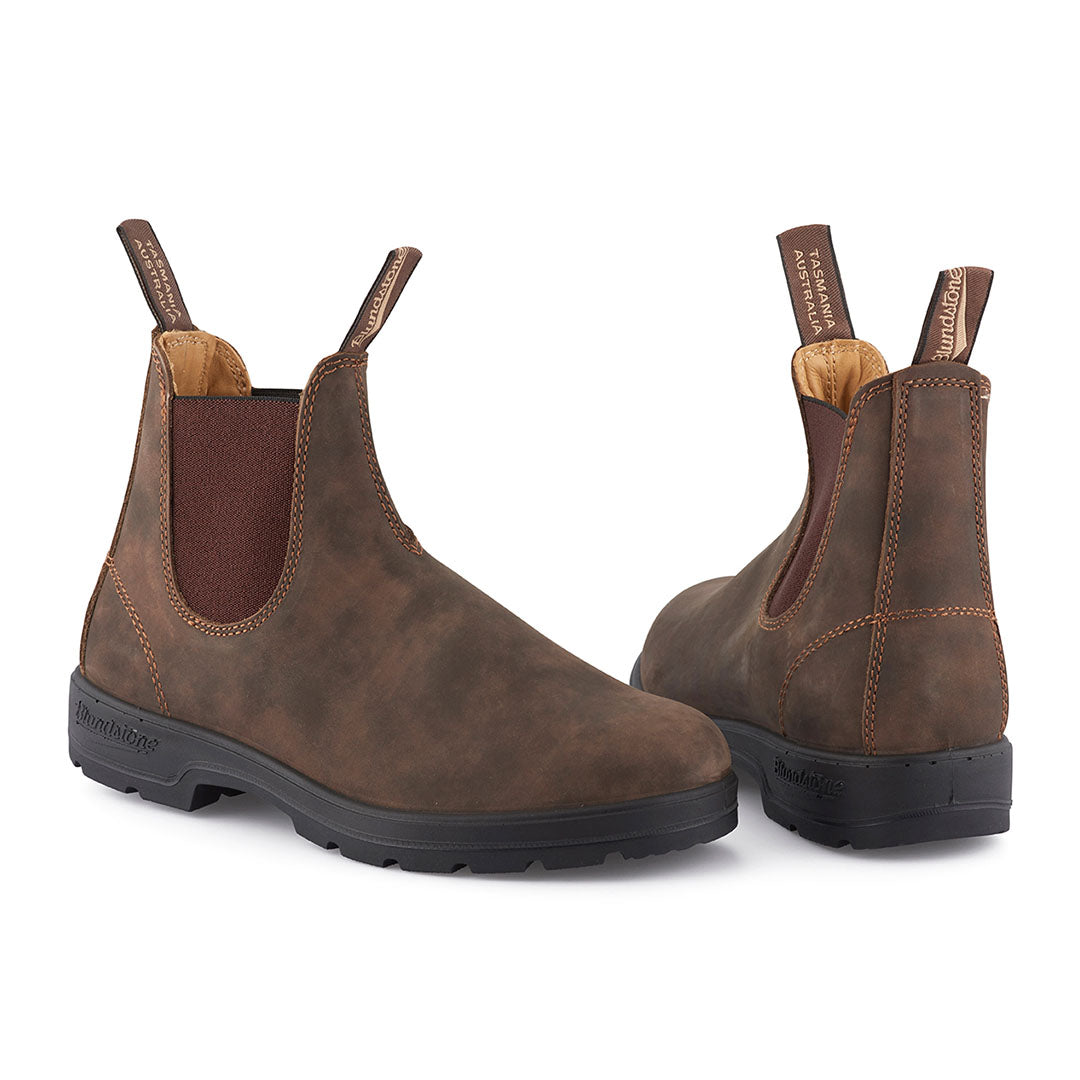 Pair of rustic brown Blundstone 585 Chelsea Boots offering legendary comfort