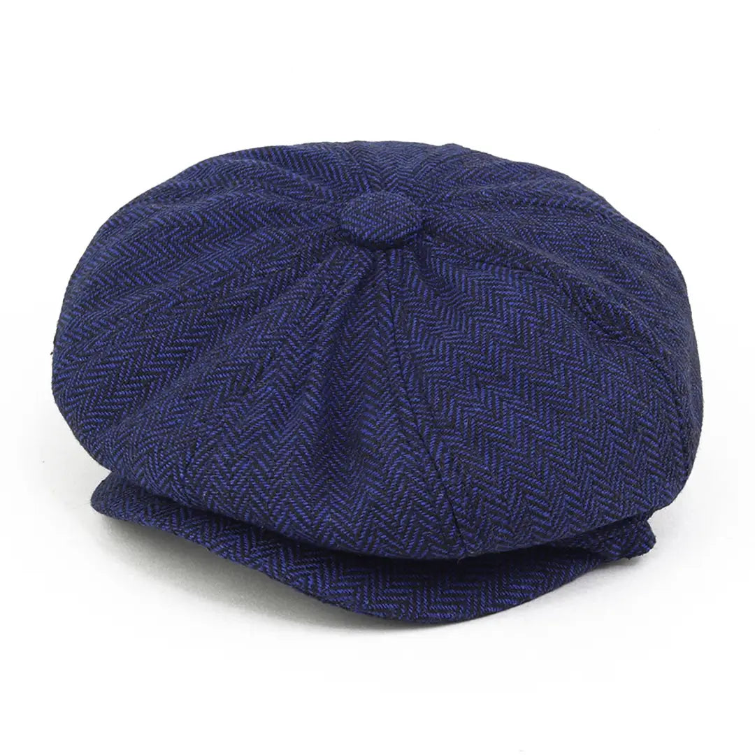 Navy 8 Panel Herringbone Cap featuring interior quilting and a stylish design