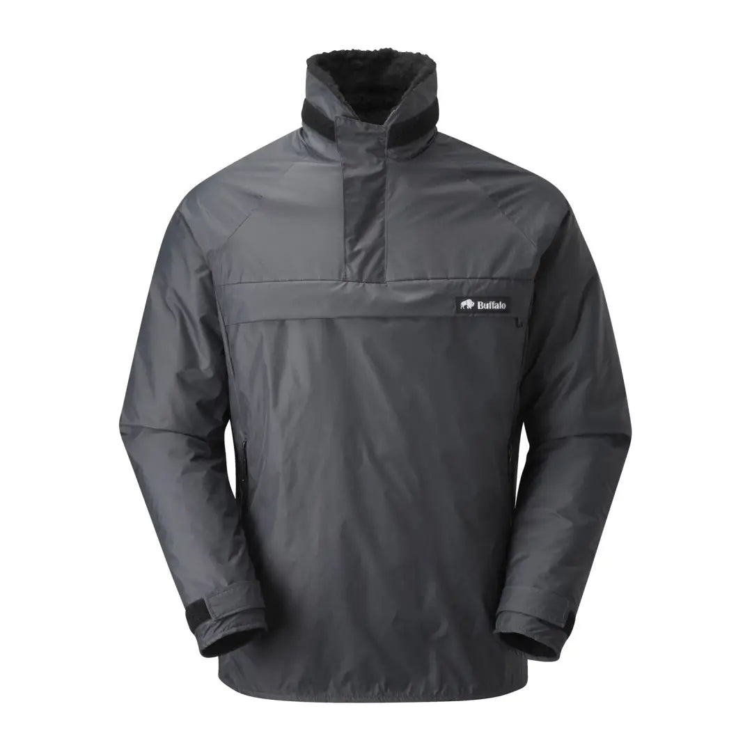 Gray waterproof Buffalo Mountain Shirt pullover jacket with high collar and half-zip