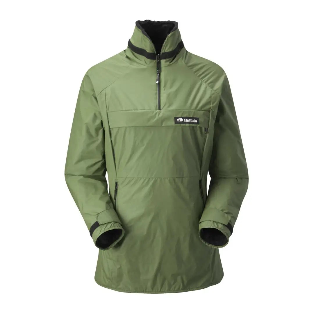 Green pullover jacket with half-zip, high collar in the Buffalo Mountain Shirt style