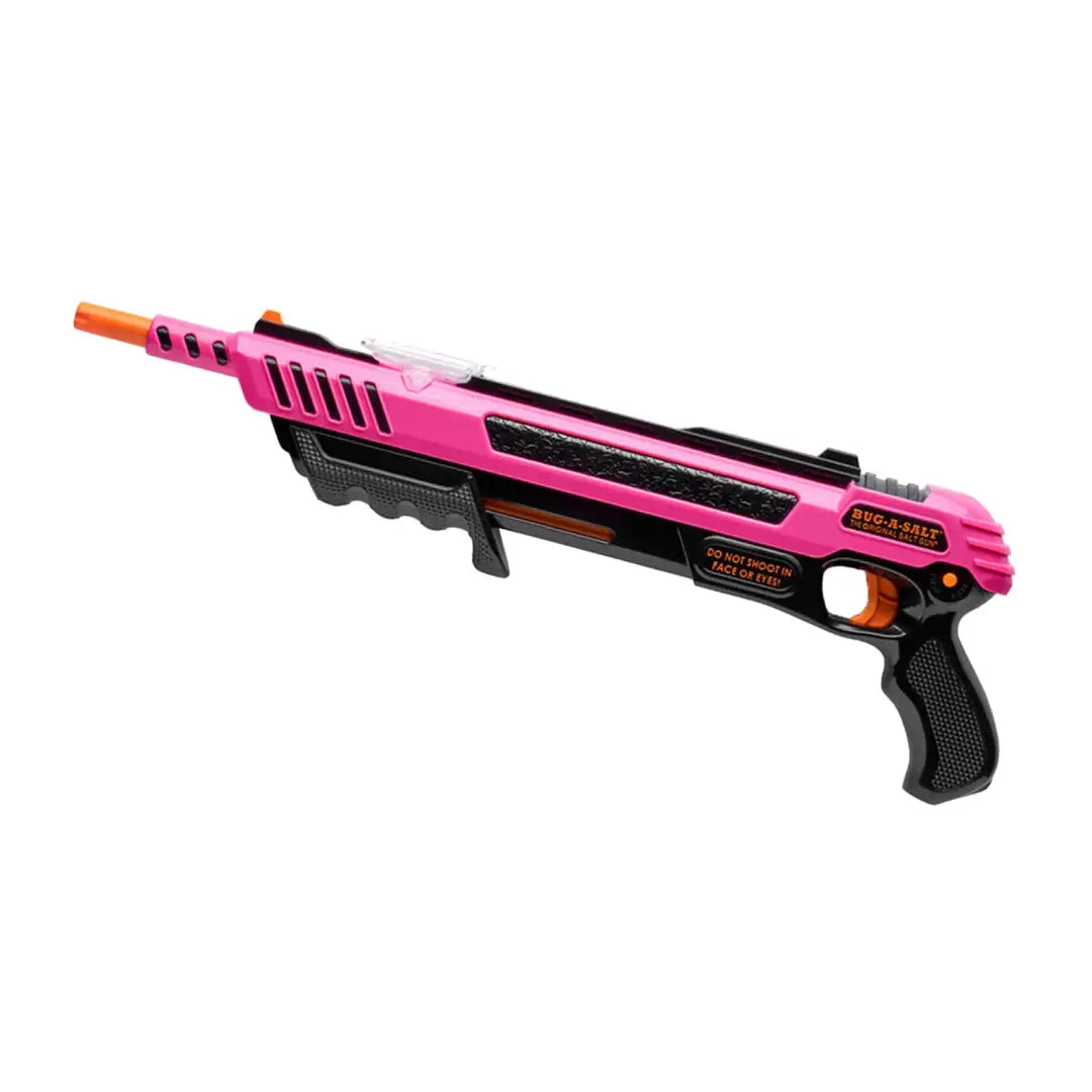 Bright pink and black Bug-A-Salt 3.0 Pink Passion toy shotgun to eliminate flies, UK’s favourite