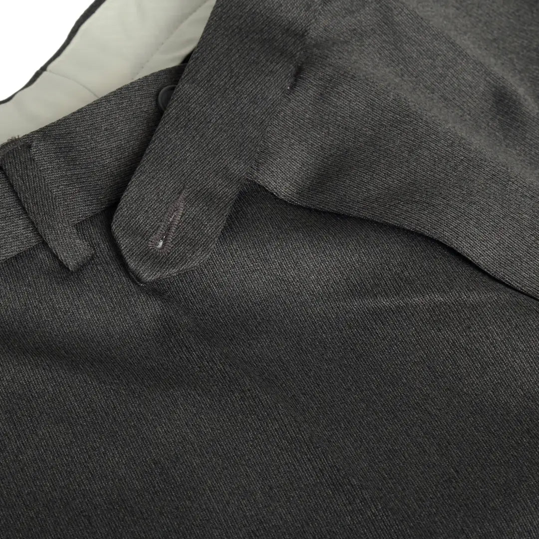 Dark gray cavalry twill fabric showcasing fantastic quality with visible folds and texture