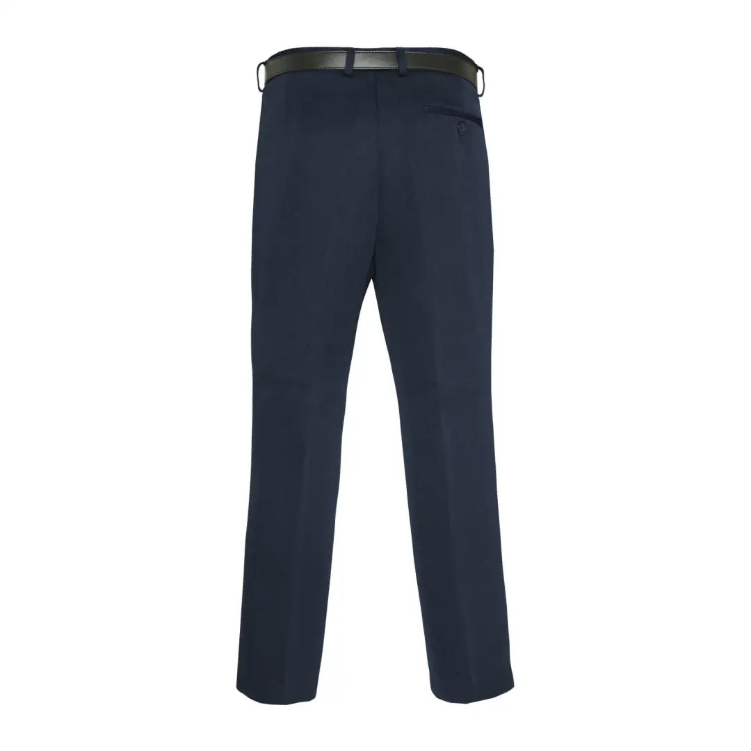 Navy blue Cavalry Twill Trousers with a stylish belt for a polished look