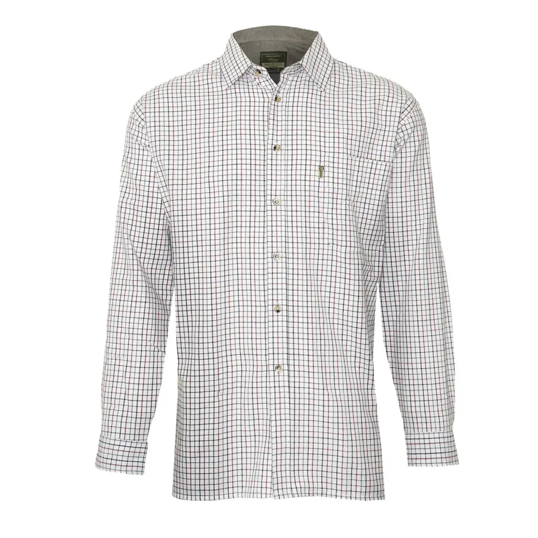 White and gray checkered Champion Ayr Super Cotton shirt with long sleeves and collar