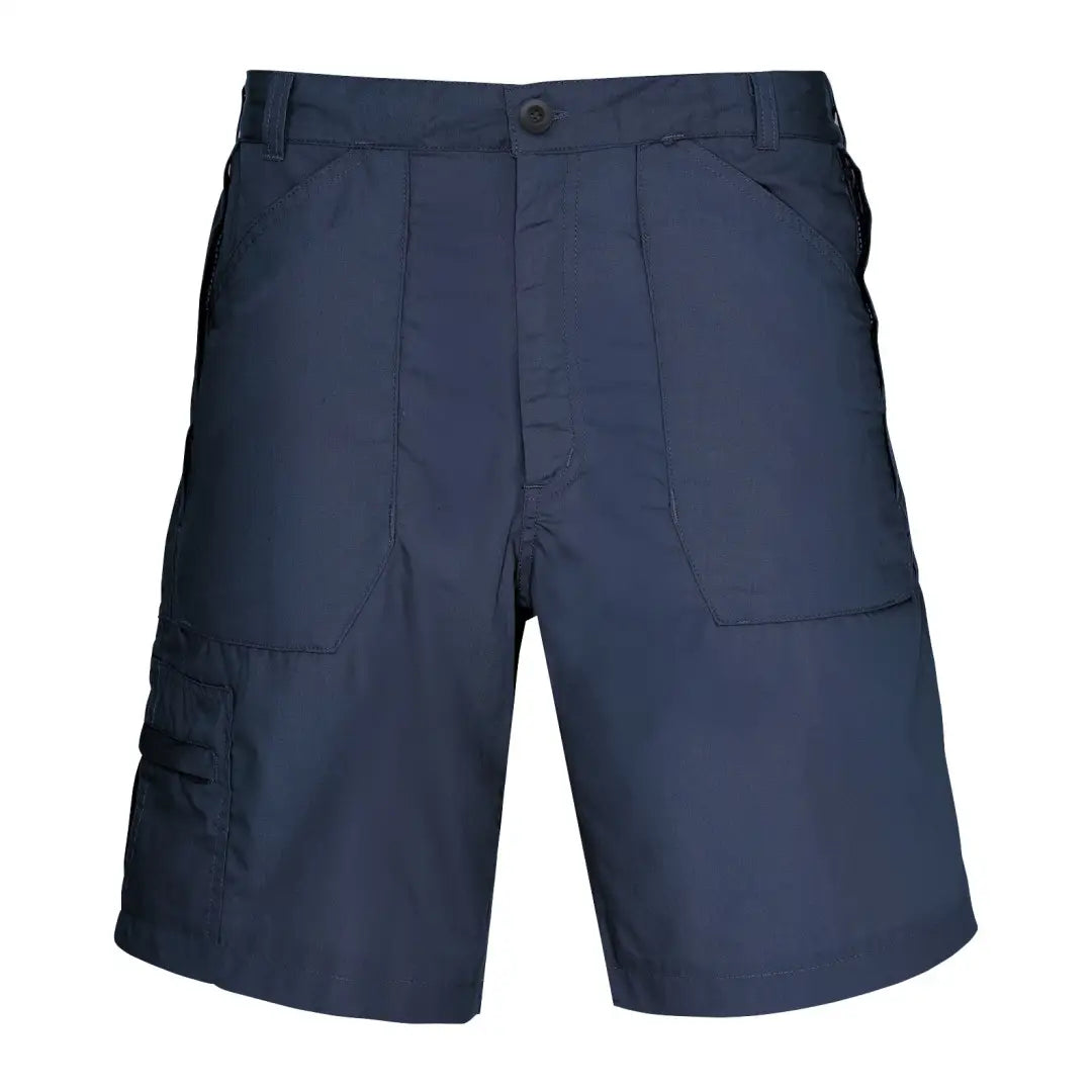 Navy blue Champion Bretton Shorts featuring pleats and side pockets for a stylish look