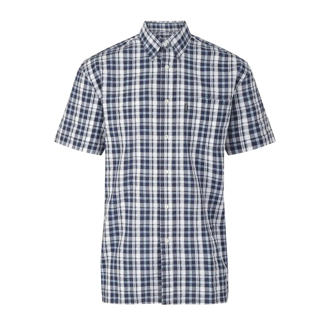 Short-sleeved shirt in blue and white plaid, Champion Croyde Short for casual style