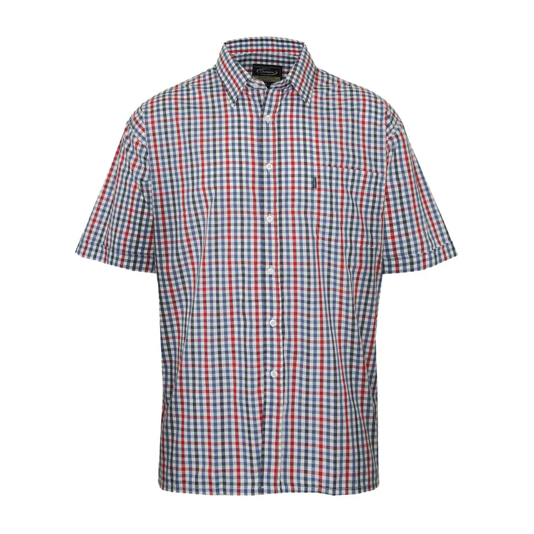 Short sleeve shirt in red, blue, and white checkered pattern by Champion Doncaster Short