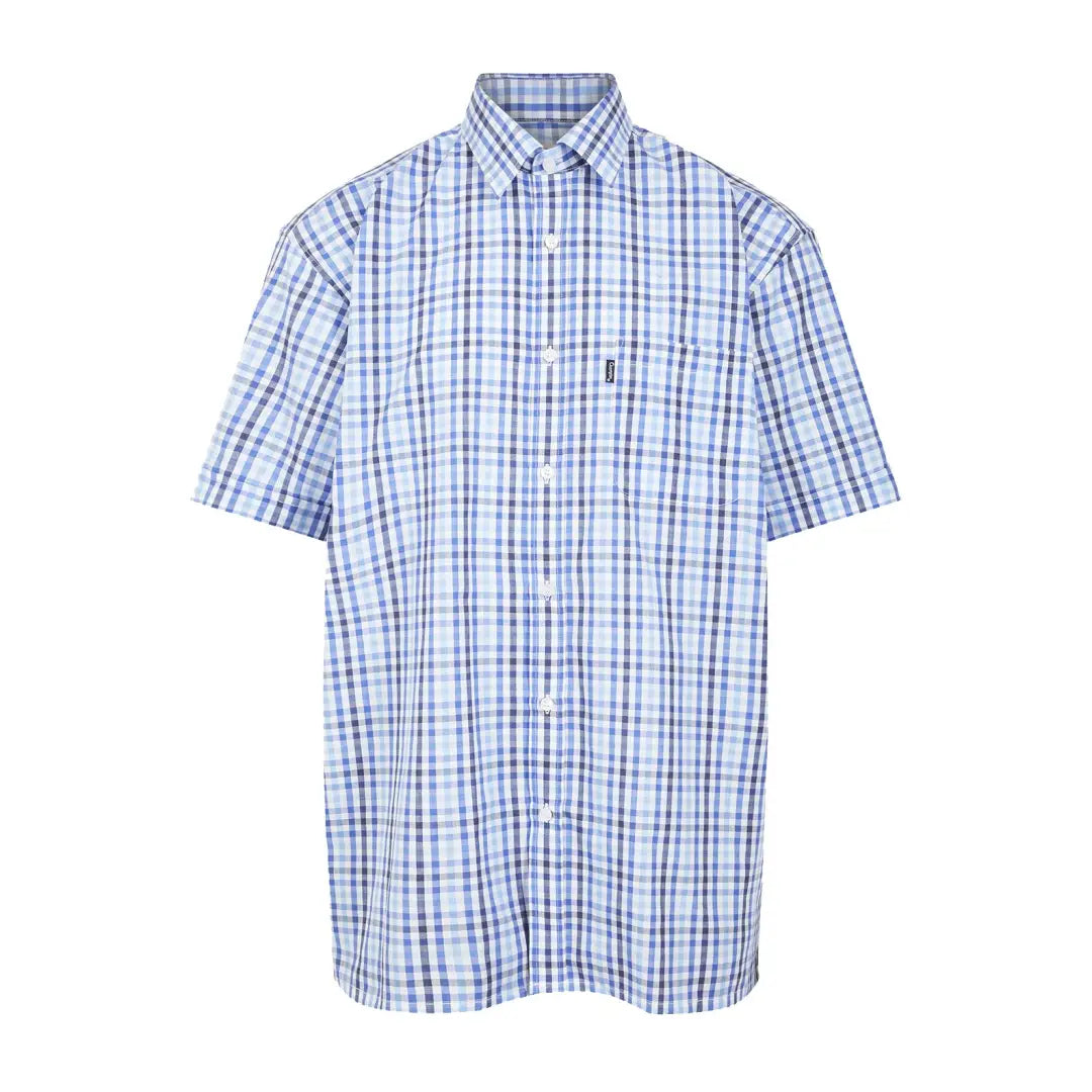 Short sleeve shirt in blue and white checkered pattern by Champion Doncaster Short