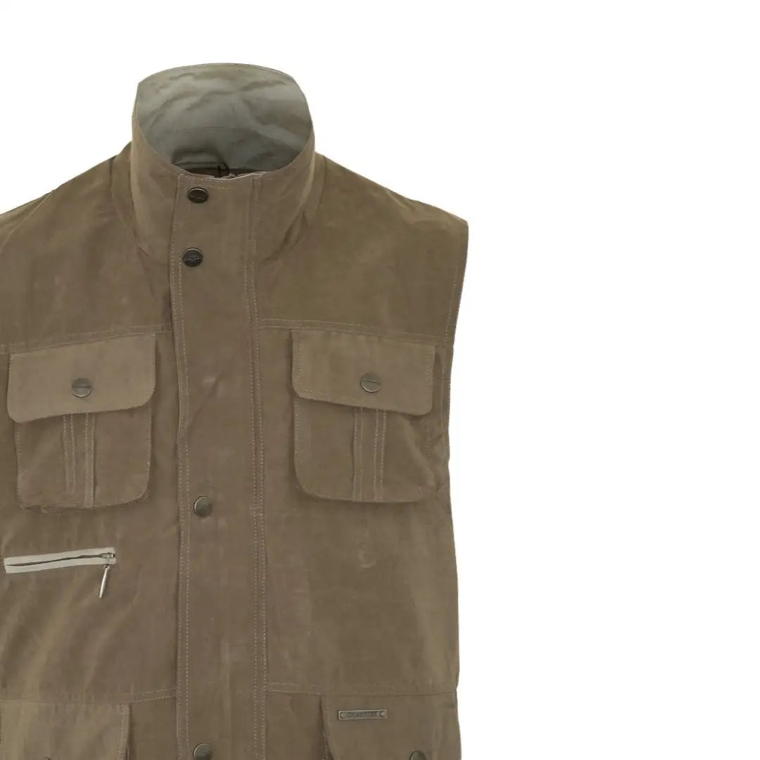 Khaki sleeveless Champion Farnham Gilet with pockets and high collar style